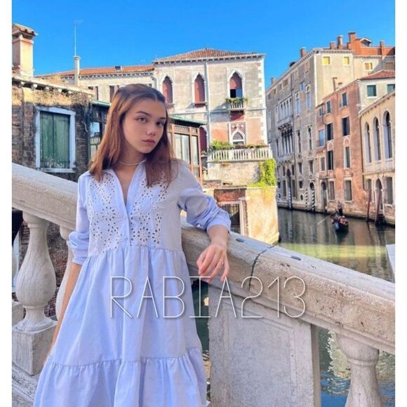 ZARA OPENWORK EMBROIDERED DRESS - Picture 8 of 16